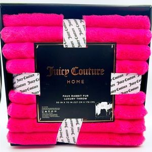 Juicy Couture pink faux rabbit fur blanket